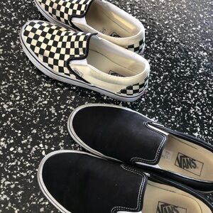 Vans Black and White Slip-On Sneakers 2 pairs